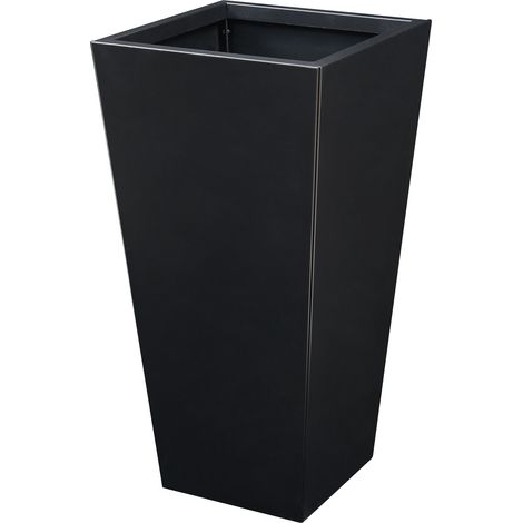 Vaso per piante/fioriera 76 x 39 x 39 cm acciaio zincato nero 030008957