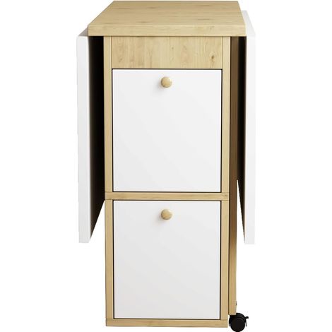 Ensemble table et chaises de salle à manger (table et 4 chaises), table pliante, 120 x 80 x 75 cm, table extensible multifonctionnelle, chaises, blanc et chêne