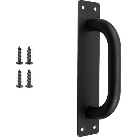2 pcs Poignées de Porte Coulissante, Poignées Traction de Porte Armoire Acier Inox avec Plaques pour Grange, Porte en Bois, Jardin Extérieure - 200x45 mm (noir) (1/4)