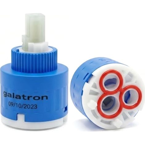 Schläfer 450035 - Cartuccia di Ricambio 35mm Bassa per Miscelatore Monocomando con 2 Piedini in Ceramica Modello Galatron M35 per Rubinetto Bagno e Cucina, Kit Riparazione Antigoccia