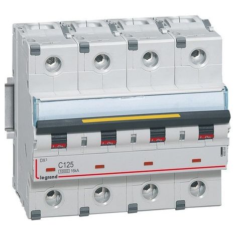 Disjoncteur DX³10000 16kA arrivée haute et départ bas à vis 4P - 400V - 125A - courbe C - 6 modules - 409364 - LEGRAND