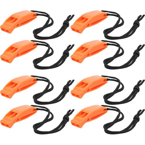 Sifflet de survie multifonction double fréquence 8PCS KS-923 pour sports nautiques et plein air, accessoire de sécurité en plastique orange (1/5)