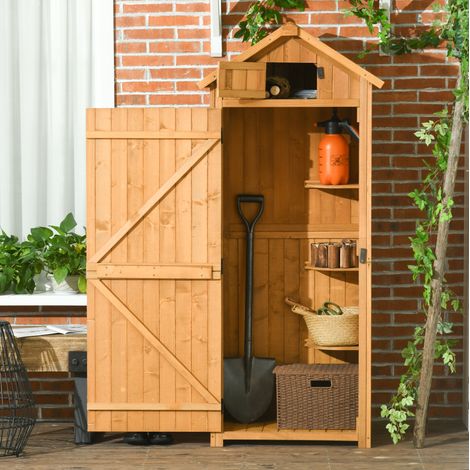 Armadio da giardino 77x54.2x179 cm giallo in legno con ripiani rimovibili e finestra (1/5)