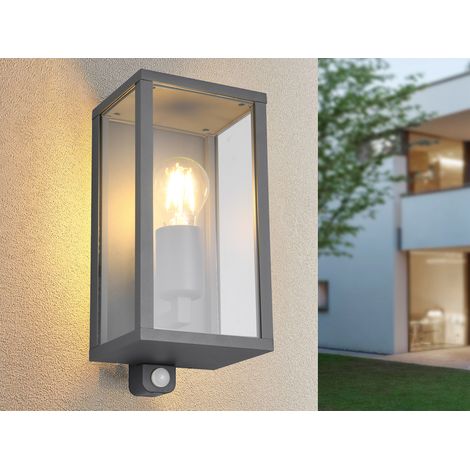 LED Außenwandleuchte mit Bewegungsmelder in Anthrazit, Höhe 29cm (1/5)