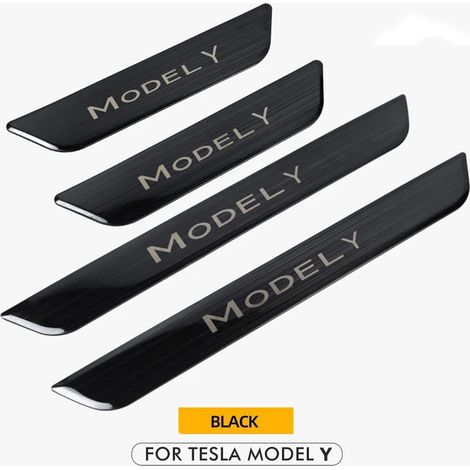 Seuil de porte décoratif noir pour Tesla Model Y 2023,protection de pédales,motif carbone,accessoires auto (1/3)
