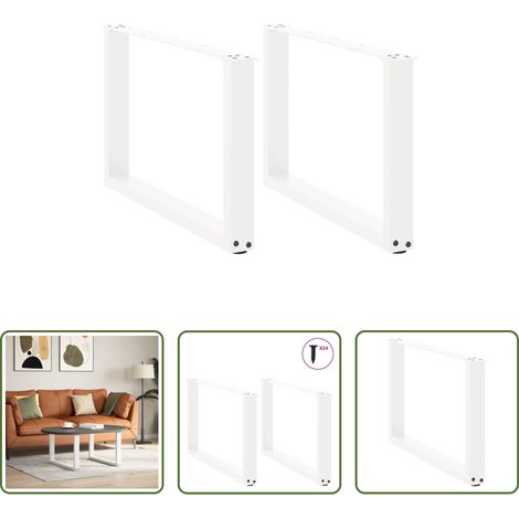 vidaXL Patas para mesa de centro en forma de U (2 unidades), color blanco, 60 x (42-43) cm, acero (1/5)