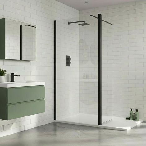 Duchy Padstow Matt Black Wet Room Screen Swivel Return Panel 300mm