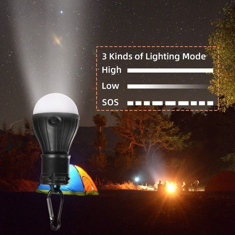 Campinglaterne, batteriebetriebene Campinglampe mit 4 LEDs, 3 Modi, wasserdichte Notfall-Taschenlampe für die Nacht (1/4)