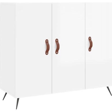 Maison Exclusive - Credenza Bianco Lucido 90x34x80 cm in Legno Multistrato