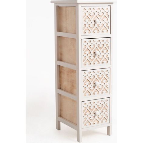 Muebles Auxiliares - Mueble Auxiliar Cloak Blanco Estrecho 4 Cajones