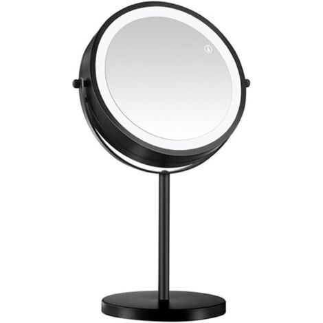 Grande coiffeuse éclairée, coiffeuse rotative éclairée, coiffeuse à luminosité réglable (noir) (1/5)