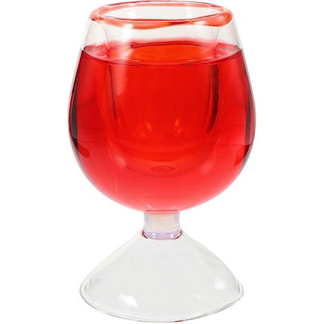 Accessoires de farce pour verre à vin : verre à vin interactif rempli de liquide, verre à vin amusant et trompeur-10.5X6CM