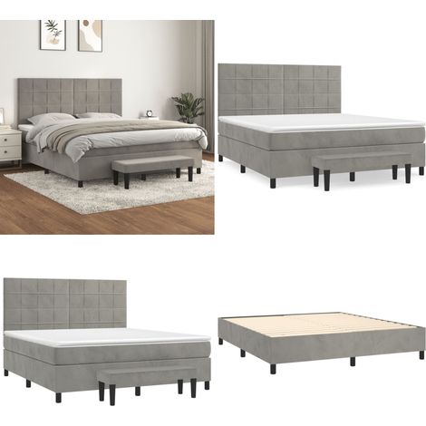 Boxspringbett mit Matratze Hellgrau 180x200 cm Samt - Samtbett - Boxspringbett - Doppelbett - Schlafzimmermöbel - Luxusbett - Home & Living (1/5)