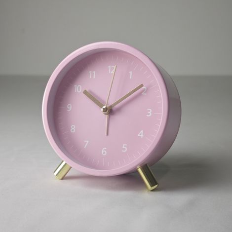 Réveil avec rétroéclairage, horloge de chevet analogique silencieuse de 4,5 pouces avec chiffres arabes,Rose (1/5)