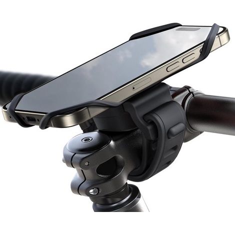 Support de téléphone pour vélo et moto, en silicone antichoc, pivotant à 360°, pour vélos de route, trottinettes électriques et poussettes (40-72 pouces). (1/4)