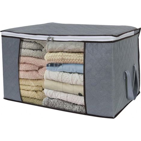 Sac de rangement, lot de 1 unité, 60 x 43 x 35 cm, couleur grise, pour vêtements, voyages et placards à domicile.-AquaForge (1/5)