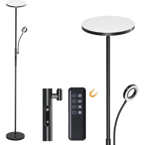35W Lampadaire LED Dimmable Noir, 4200lm Lampadaires sur pied Salon avec Télécommande & Contrôle tactile, 3000-6000K Moderne Lampadaire avec 1H Timer, Luminaire sur Pied pour Chambre Bureau (1/5)
