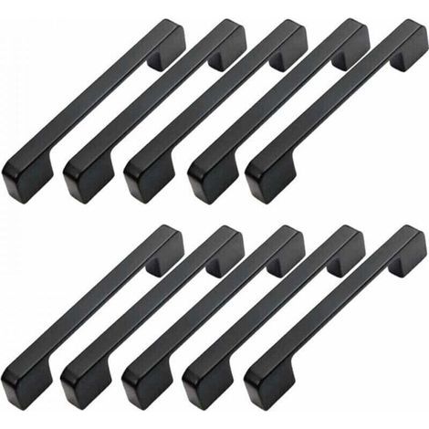 KLVGTIFS PU - 10pcs Poignée Meuble Entraxe 128mm-Poignée Porte Cuisine Noire Poignee Barre Meuble Poignee De Cuisine Noire 128mm