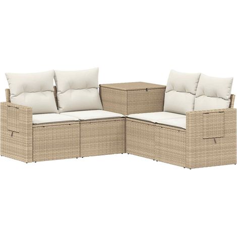 Ensemble de Canapés 5 pc Beige et blanc crème vidaXL (1/5)