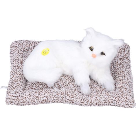 Chaton Ornement Décoratif Mignon en Peluche avec Charbon Actif pour Voiture et Maison - Blanc (1/5)
