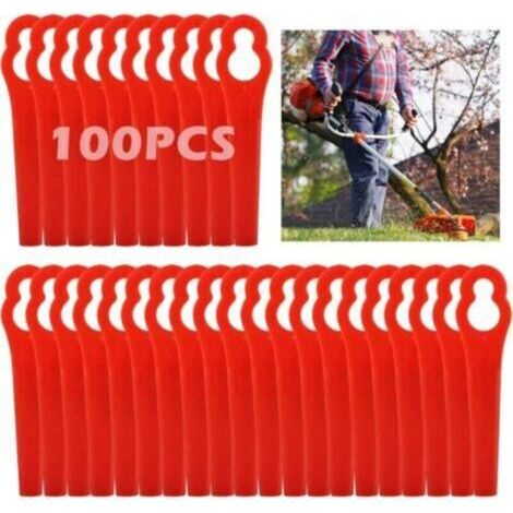 Lot de 100 lames de rechange en plastique, accessoires pour coupe-bordure, lames de rechange en plastique pour coupe-bordure à batterie… (1/5)