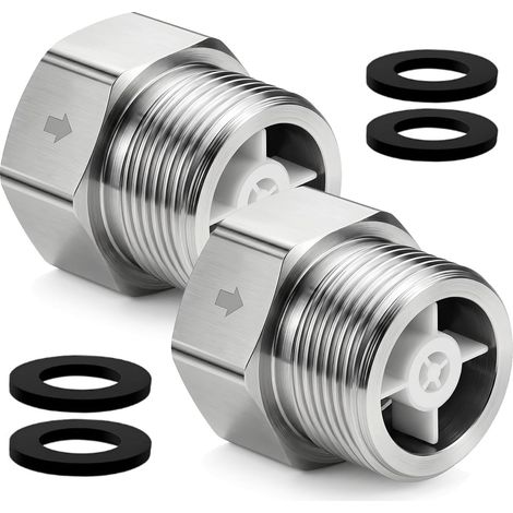 2 Pièces Clapet Anti-Retour à Filetage G1/2", Adaptateur Fileté G1/2 Pouce Femelle à Mâle, Vanne Unidirectionnelle en Acier Inoxydable, pour Réservoir d’eau de Toilette Chauffe-eau (1/5)