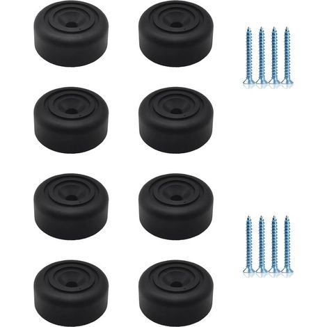 Schwarze Möbelfüße, 8 Stück. Runde Möbelfüße, 33 x 13 mm. Kunststoff-Schrankfüße. Möbelfüße. Sofafüße mit 8 Schrauben für Schränke, Sofas und Stühle.