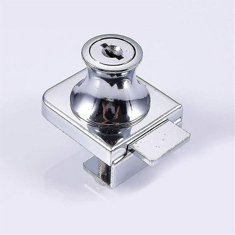 Serrure pour porte vitrée, serrure en acier chromé, serrure pour écran en verre, serrure pour portes vitrées, serrure pour armoire avec perçage de 5 à 8 mm, 2 clés incluses, cadeau idéal-AquaForge (1/2)