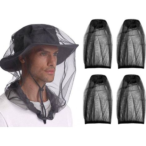 4 pièces de Cagoule Bande Noire Anti-moustiques, Anti-Insectes, adaptée à l'extérieur, au Camping et au Voyage. (1/5)