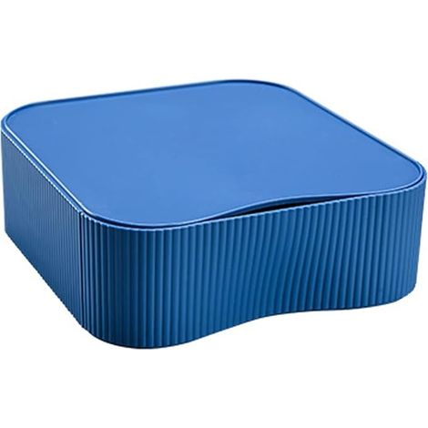 Boîte à Ustensiles Empilable Flexible Combinable, Boîte de Rangement de Bureau Organisateur de Bureau, Boîte à Tiroirs pour Maquillage Cosmétiques Bijoux, 23x22x8cm, Bleu (1/3)