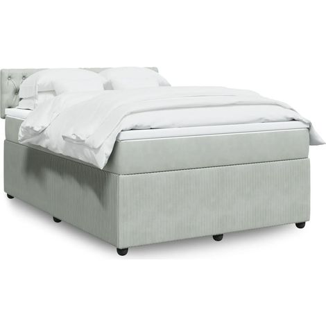 Boxspringbett mit Matratze Hellgrau 140x200 cm Samt (1/5)