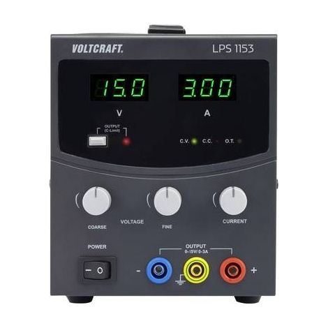 VOLTCRAFT LPS1153 Alimentatore da laboratorio regolabile 0 - 15 V/DC 0 - 3 A 45 W Num. uscite 1 x (1/4)
