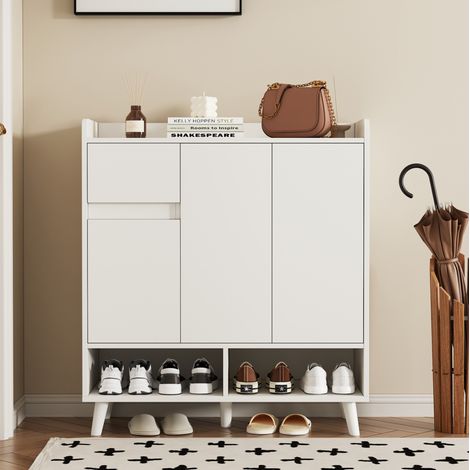 Scarpiera bianca con ripiani regolabili, 90 x 35 x 99 cm HAVRYA (1/5)