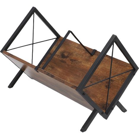 Record Storage Shelf Support with Cross Wire, Solid Wood and Iron for Albums, Music Magazine Organizer (1/5)