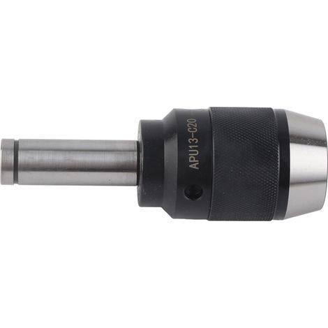 Mandrin porte-foret APU13-C20, acier carbone haute qualite, queue droite 20mm, serrage max 13mm, pour perceuse professionnelle (1/5)