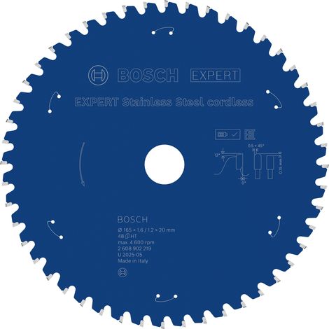Bosch Stainless Steel Circular Saw Blade 165 x 1.6/1.2 x 20 mm T48 2608902219 (1/5)