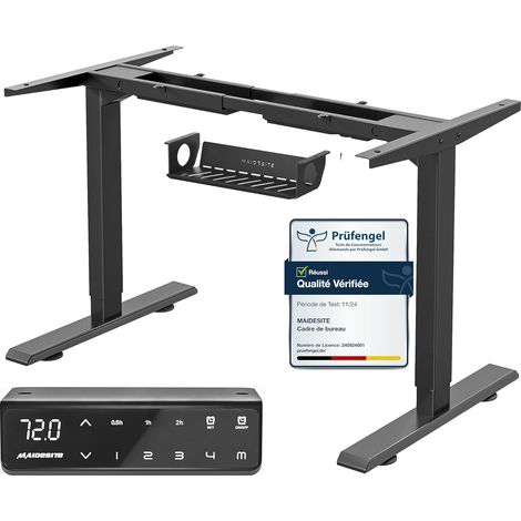 2 Tier Standing Sitting Desk with 2 Height Adjustable Motors with 4 Automatic Memory Keyboards Electric Desk Frame (Black) (1/5)