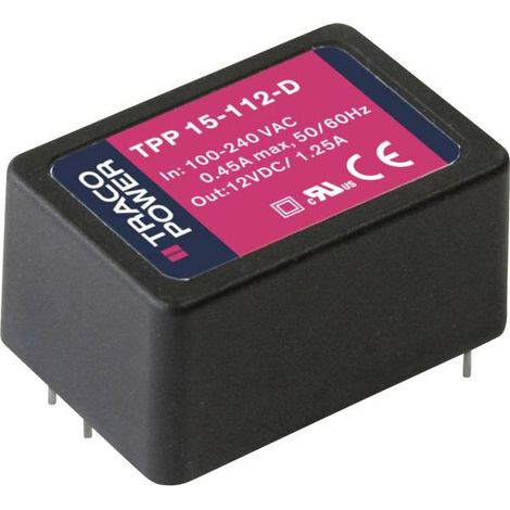 TracoPower TPP 15-115-D Alimentatore a commutazione. 15 V/DC 1 A 15 W