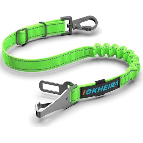 Harnais de sécurité pour chien réglable, ceinture pour voiture, absorbe les chocs, néon vert (1/5)