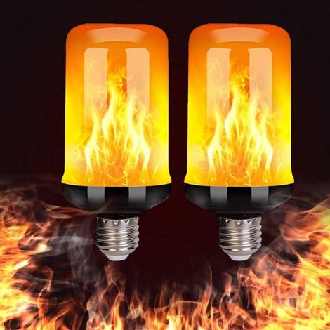 Lampe Flamme Ampoule à effet de flamme Ampoule LED Scintillante, 4 Modes d'éclairage Ambiance Décorative Intérieur/Extérieur Lampes LED pour Maison/Jardin/Halloween/Noël, Ampoule Flamme E27 5W (Lot (1/5)
