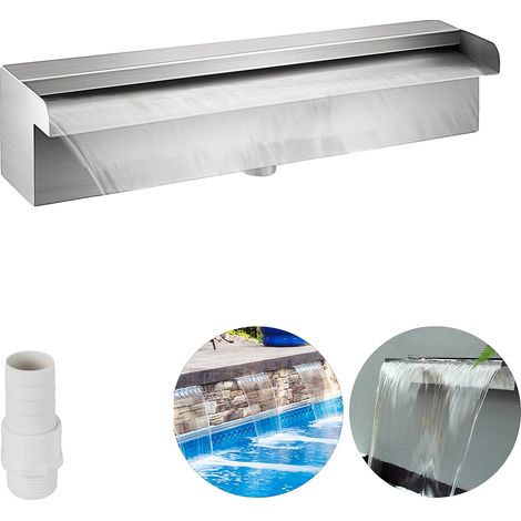 Fontaine Cascade, Acier Inoxydable Durable, Installation DIY Facile, Argent (1/2)