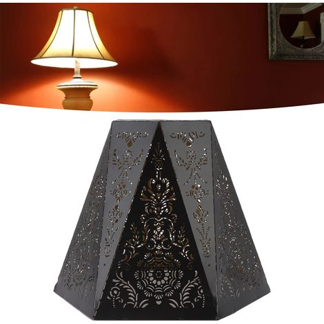 Abat-jour hexagonal moderne de style nordique en fer forgé sculpté E27/E26, abat-jour de lampe de table, décoration de chevet. (1/5)