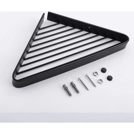 (Noir mat, taille A) Étagère de rangement d'angle murale en acier inoxydable 304 pour salle de bain, panier triangulaire gris/noir/argenté (1/5)