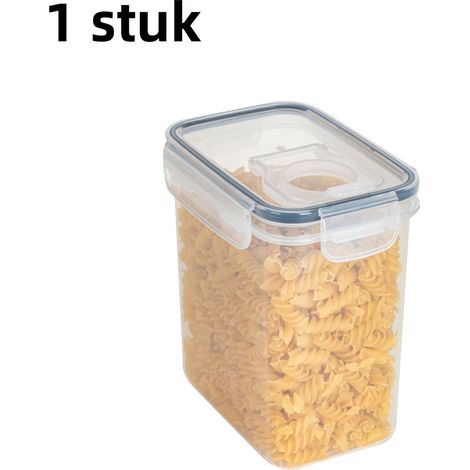 Bocal de conservation alimentaire en plastique avec couvercle résistant à l'humidité et préservant la fraîcheur capacité 1,6 L dimensions 15 x 10,5 x 16,5 cm couleur transparente 1 pièce (1/5)