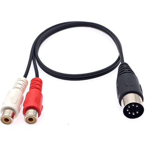 DIN 7 broches vers 2 RCA d'extension câble, adaptateur audio DIN 7 broches mâle vers 2 RCA femelles pour systèmes stéréo à changeur CD (1/5)