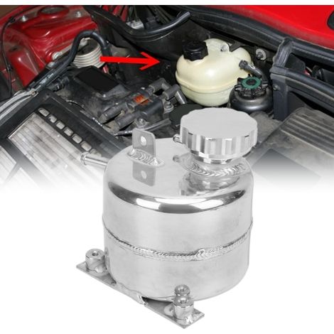 Vase d'expansion de refroidissement 2,5 L, alliage d'aluminium poli, compatible avec MINI COOPER S R53 (YC101471) (Appuyez fermement sur le bouchon du réservoir de carburant puis tournez-le pour l'ouv (1/5)