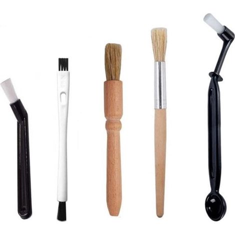 Dailygoods, Juego de 5 cepillos de limpieza, Cerdas de nailon, Mango de madera/plástico, Apto para cafeteras, Cerdas suaves, 15 cm de largo (1/5)