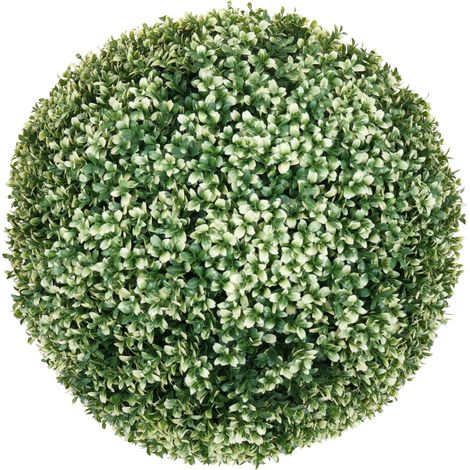 Pianta finta artificiale a cespuglio rotondo arte topiaria HHG-653 polietilene Ø 55cm bianco