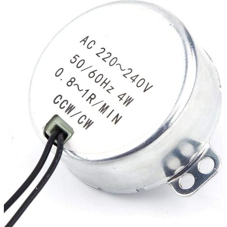 Moteur Synchrone de Micro-Ondes Electrique Adapté au Moteur de Table Remplacement Plateau Tournante de Moteur de Synchron Rond 4W CW/CCW 220-240V(0.8-1RPM) (1/5)