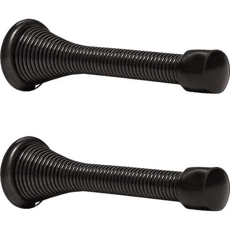Butée de porte à ressort - 2 pièces - Butée de porte - 85 mm - Fixation murale - Avec vis - Noir